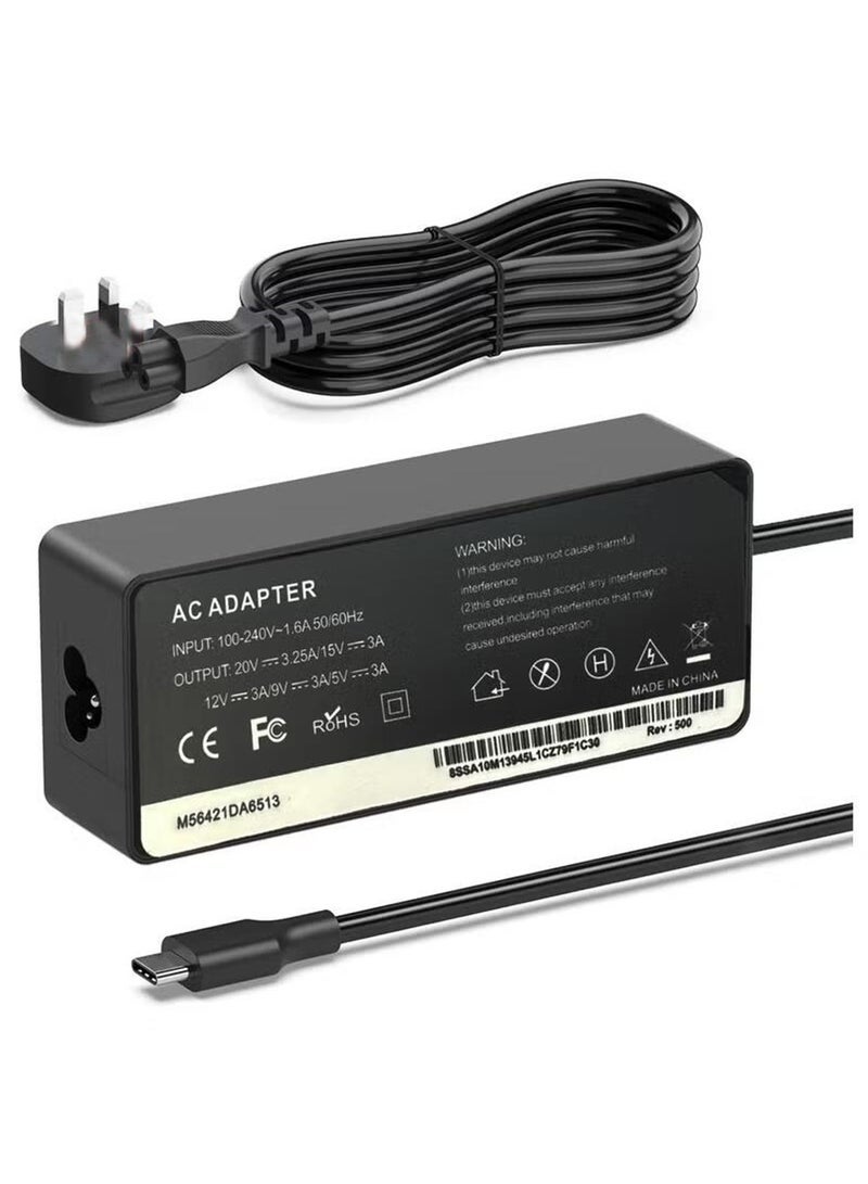 Eworld Universal 65W USB-C Laptop Charger, PD Fast Charging AC Power Adapter Compatible with Huawei, Lenovo, HP, Dell, ASUS, Acer, Samsung, MacBook Pro & All Type-C Devices - Image 1