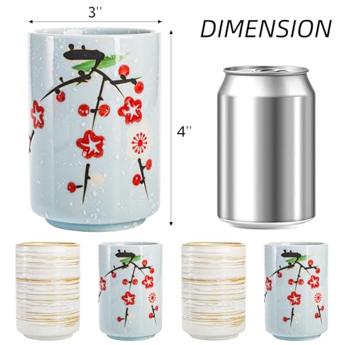 Nagpew 4 Pack Japanese Tea Cup, 10 Oz Ceramic Handleless Cup Set with Good Heat Retention, Straight Coffee Matcha Mug for Hot Chocolate, Latte, Dishwasher Microwave Safe - Image 2
