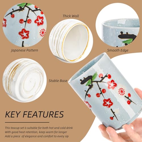 Nagpew 4 Pack Japanese Tea Cup, 10 Oz Ceramic Handleless Cup Set with Good Heat Retention, Straight Coffee Matcha Mug for Hot Chocolate, Latte, Dishwasher Microwave Safe - Image 3