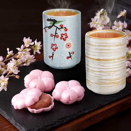 Nagpew 4 Pack Japanese Tea Cup, 10 Oz Ceramic Handleless Cup Set with Good Heat Retention, Straight Coffee Matcha Mug for Hot Chocolate, Latte, Dishwasher Microwave Safe - Image 4