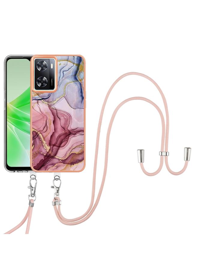 S-TOP Case For Realme Narzo 50 5G Global Electroplating Marble Dual-side IMD Phone Case with Lanyard - Image 1