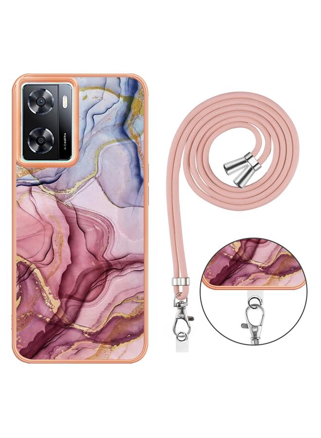 S-TOP Case For Realme Narzo 50 5G Global Electroplating Marble Dual-side IMD Phone Case with Lanyard - Image 2