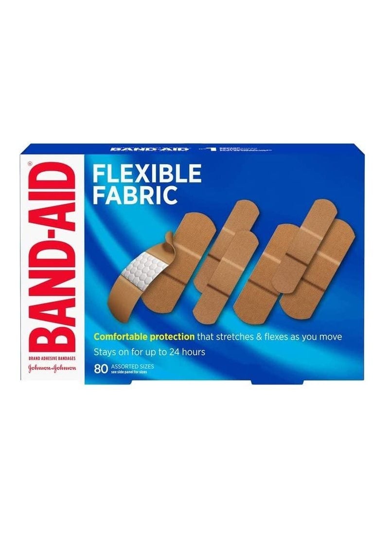 Band Aid - Flexible Fabric Adhesive Bandages, Assorted Sizes Value Pack, 80 Bandages  V - Image 1