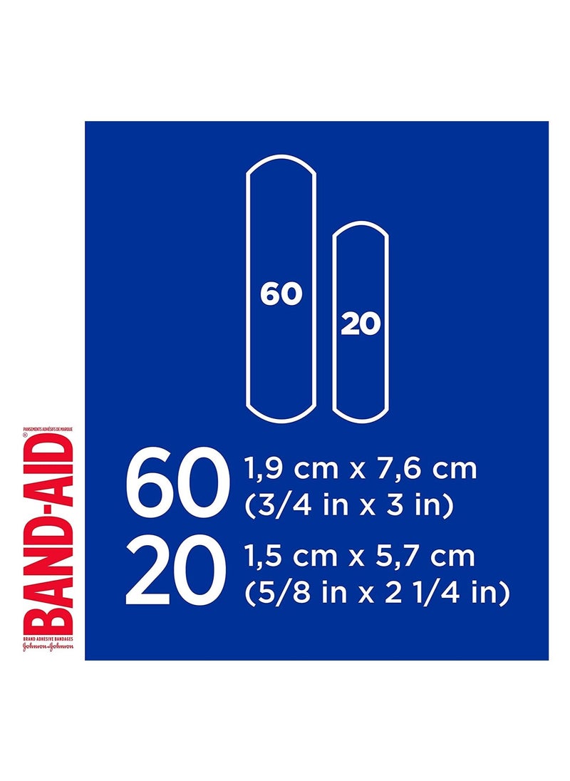 Band Aid - Flexible Fabric Adhesive Bandages, Assorted Sizes Value Pack, 80 Bandages  V - Image 1