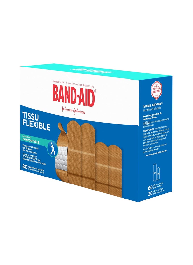 Band Aid - Flexible Fabric Adhesive Bandages, Assorted Sizes Value Pack, 80 Bandages  V - Image 1