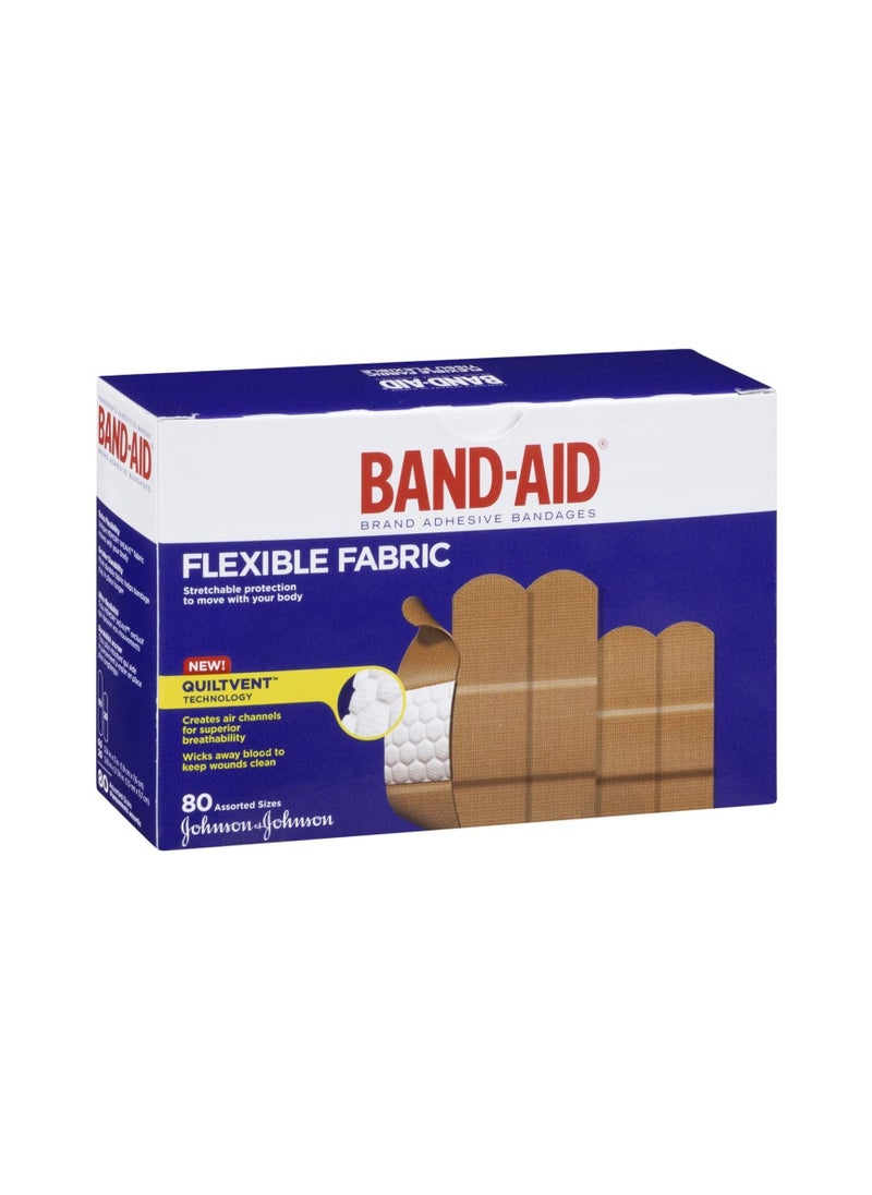 Band Aid - Flexible Fabric Adhesive Bandages, Assorted Sizes Value Pack, 80 Bandages  V - Image 1