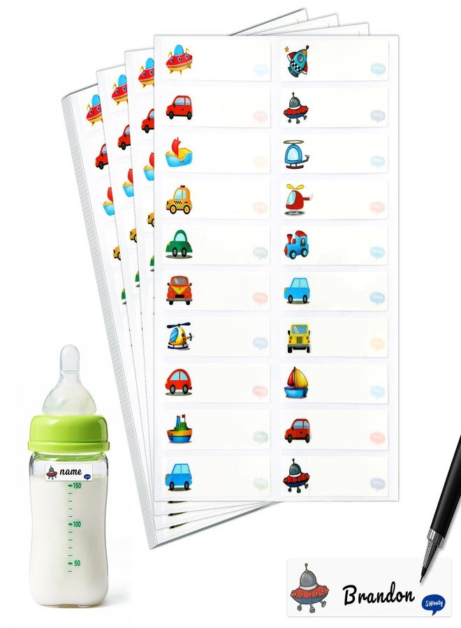 WSepascI Name Labels for Kids Stuff Daycare, 400 Pcs Name Tags Stickers, Self-Laminating Write-On Waterproof Baby Bottle Labels, Reusable Washable Names Tag Stickers for Classroom School Essentials Supplies - Image 1