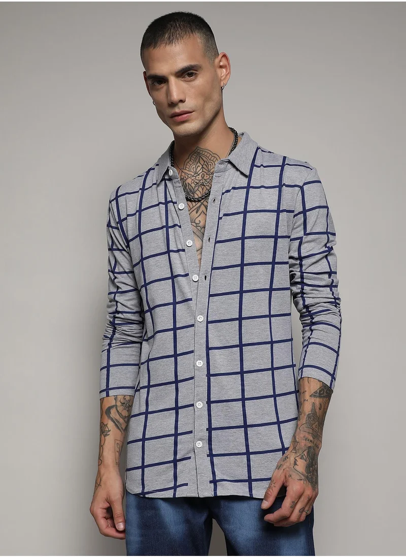 Campus Sutra Men's Grey Graph Check Shirt