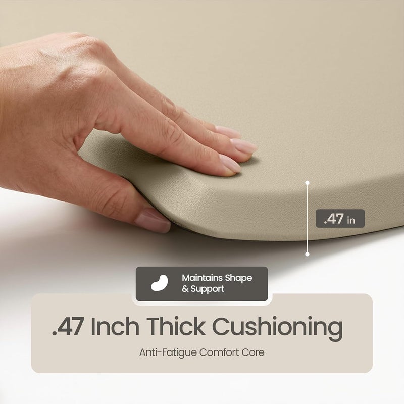 More Decor Anti Fatigue Kitchen Mats for Floor | Padded Kitchen Rugs | Non Slip, Cushioned Standing Desk Mat | Waterproof Floor Mat for Home and Office | 17.3" x 28" X 0.47", Beige, 1-Pack | More Décor - Image 4