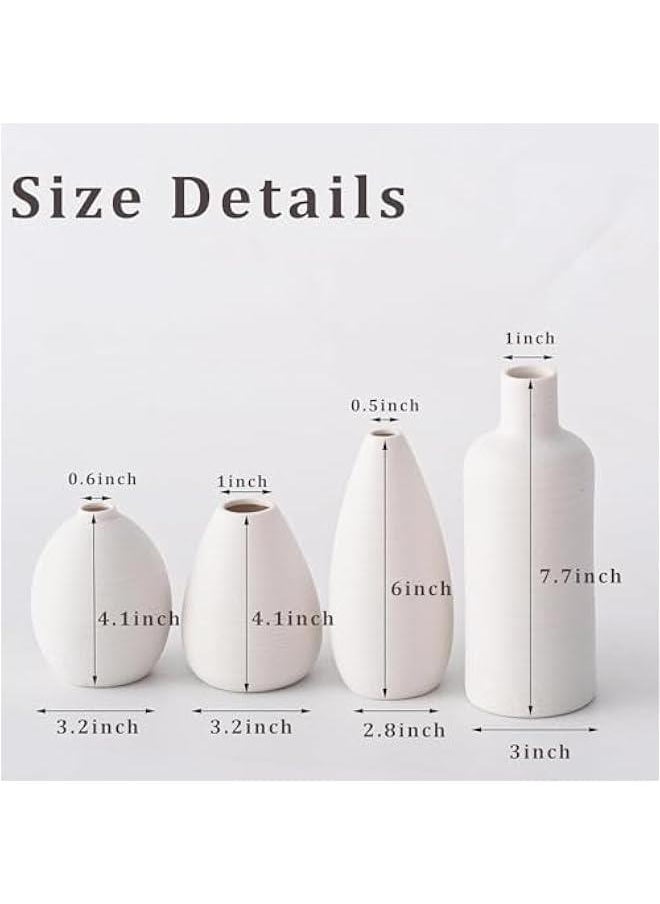 HOOKOR Ceramic Vase Set of 4, Premium White Vase, Nordic Boho Modern Minimalist Design Flower Vase set for Elegant Home Décor Wedding Dinner Table Party Living Room Decorative Gift  - Image 2