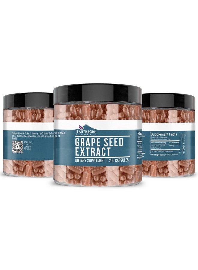 earthborn elements Pure Grape Seed Extract 200 Capsules Pure & Undiluted No Additives - Image 3