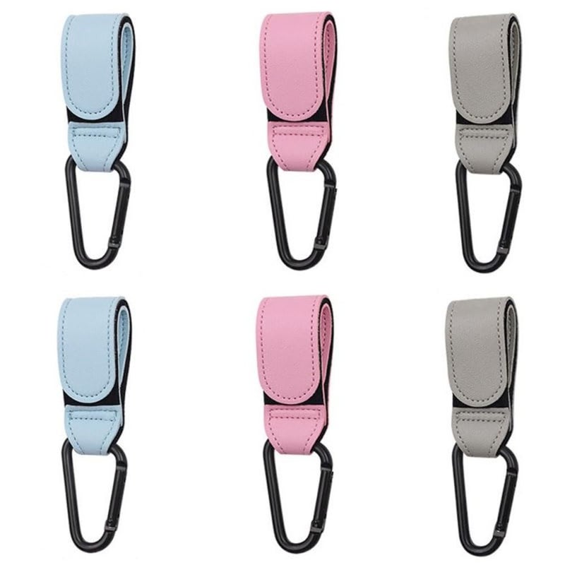 Set Of 6 Stroller Hooks For Hanging Bags Versatile Clips For Strollers Diaper Bags Shopping Carts Purses And Backpacks In Blue Pink Gray - Image 1