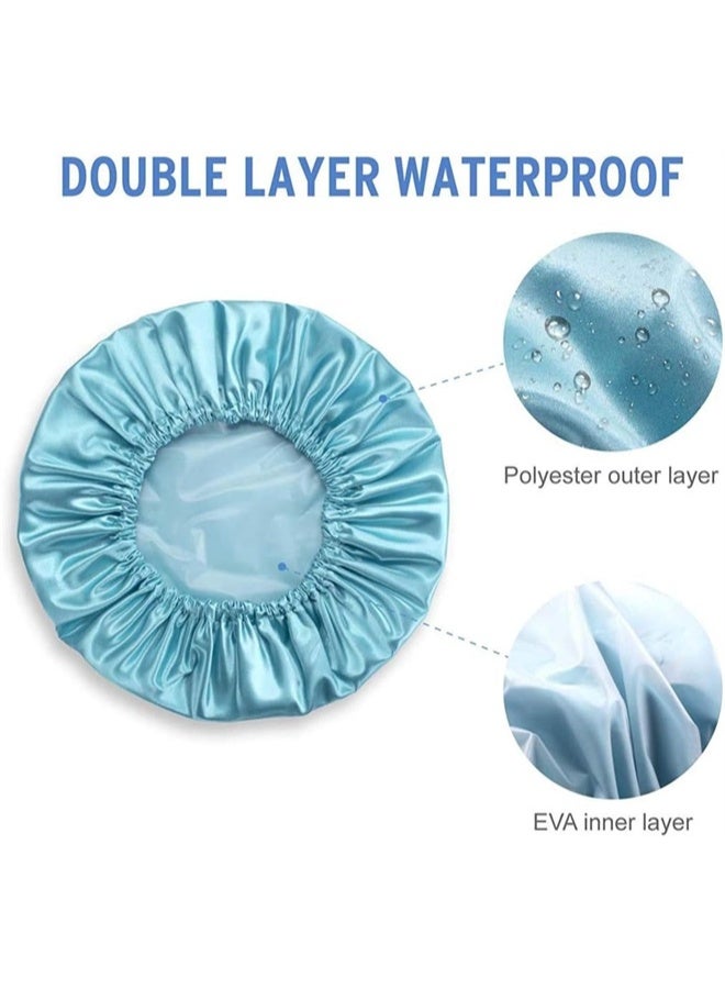 HOMESTAR 4 Pack Shower Cap, Luxury Shower Cap Waterproof, Double Layer Reusable Bath Shower Cap for Women Spa, Hair Salon, Home Hotel Travel Use - Image 2