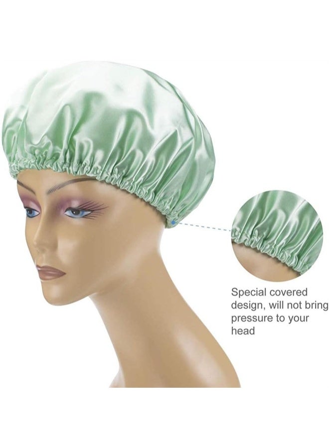 HOMESTAR 4 Pack Shower Cap, Luxury Shower Cap Waterproof, Double Layer Reusable Bath Shower Cap for Women Spa, Hair Salon, Home Hotel Travel Use - Image 4