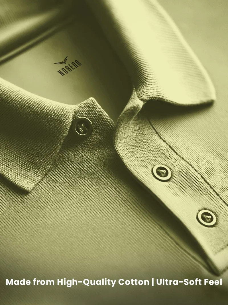 NOBERO Men's Cotton Solid Regular Fit Polo Shirt