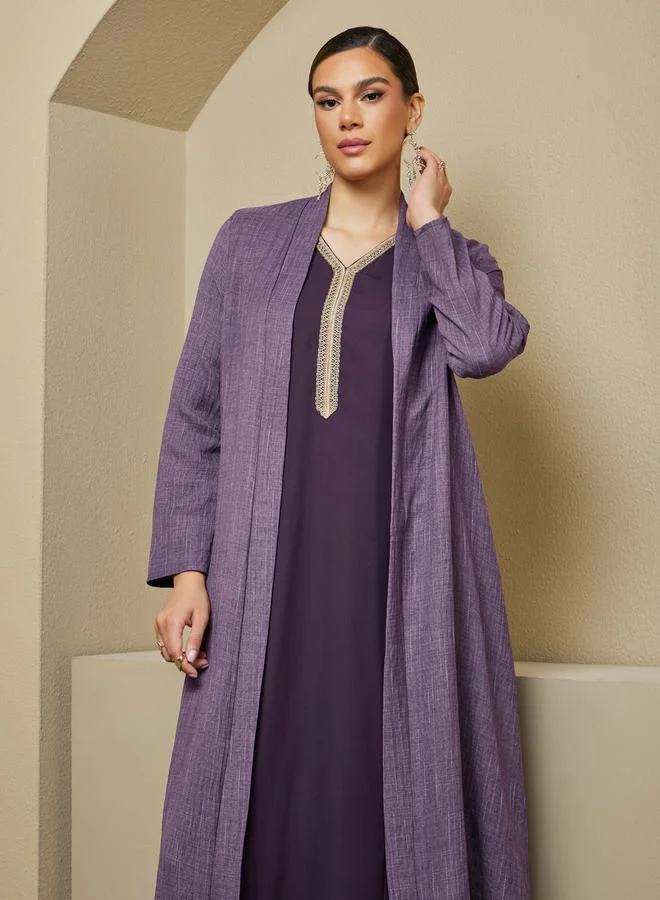 Styli Front Open A-Line Abaya