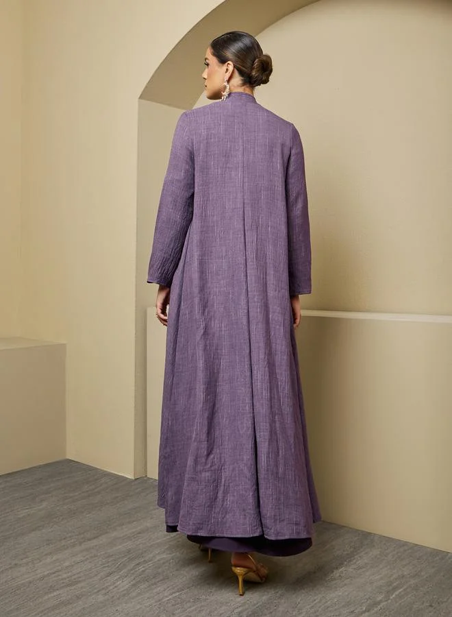 Styli Front Open A-Line Abaya