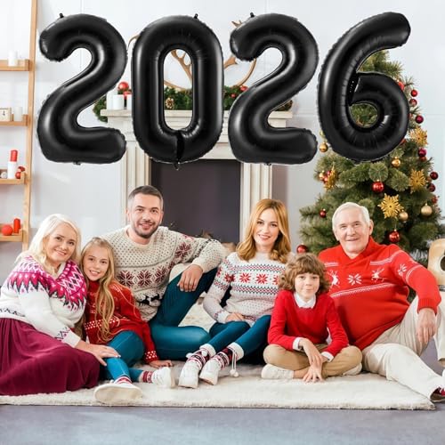 BBPOOL بالونات 2026 سوداء 40 بوصة بالون رقم 2026 بالون فويل بالونات رأس السنة الجديدة لأمسية رأس السنة وحفلة التخرج الزينة - Image 5