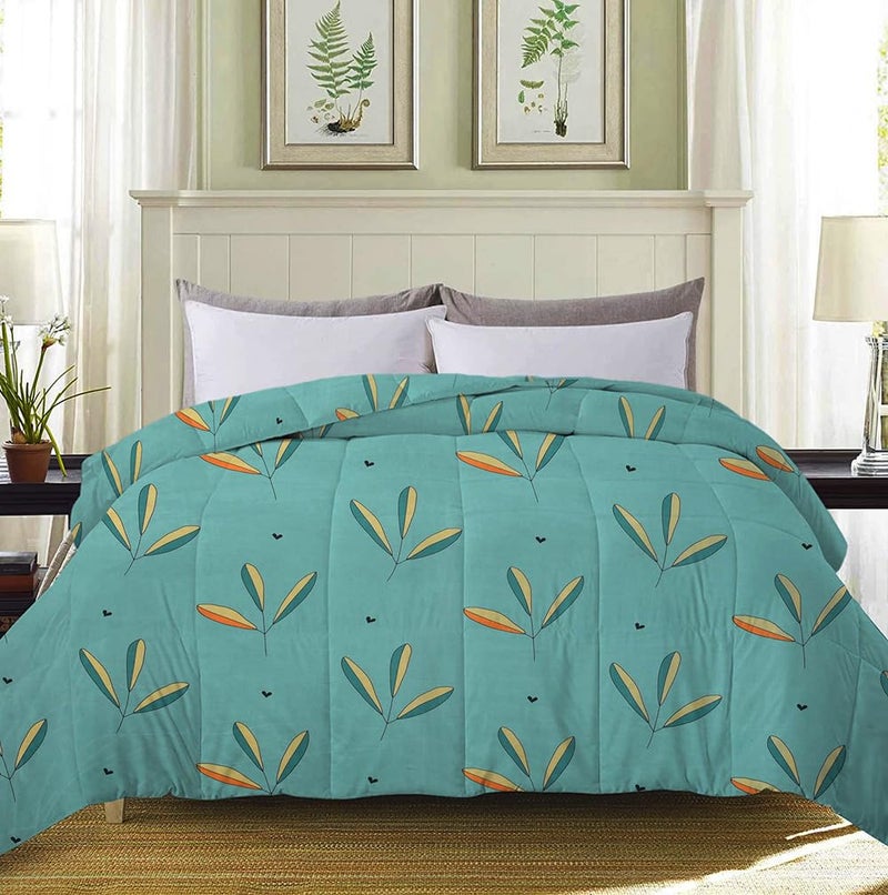 VAS COLLECTIONS 220 GSM Microfiber Reversible AC Comforter |Quit | Blanket | Duvets for King Size Double Bed 180Tc (230X250 cm, Aqua, Green and Orange) - Image 4