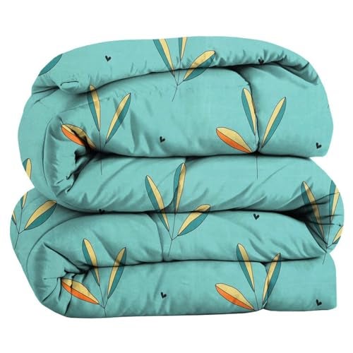 VAS COLLECTIONS 220 GSM Microfiber Reversible AC Comforter |Quit | Blanket | Duvets for King Size Double Bed 180Tc (230X250 cm, Aqua, Green and Orange) - Image 5
