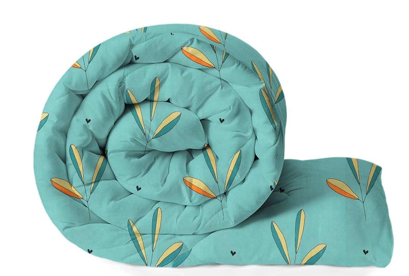 VAS COLLECTIONS 220 GSM Microfiber Reversible AC Comforter |Quit | Blanket | Duvets for King Size Double Bed 180Tc (230X250 cm, Aqua, Green and Orange) - Image 1