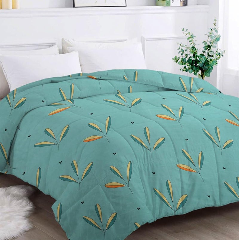 VAS COLLECTIONS 220 GSM Microfiber Reversible AC Comforter |Quit | Blanket | Duvets for King Size Double Bed 180Tc (230X250 cm, Aqua, Green and Orange) - Image 2