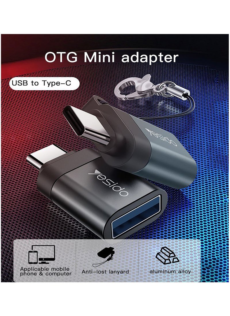 يسيدو - Yesido GS06 وتغ Typpe-C البسيطة وظيفة الهاتف المحمول نقل بيانات الطاقة تحويل Type-C إلى محول USB OTG - أسود - Image 1