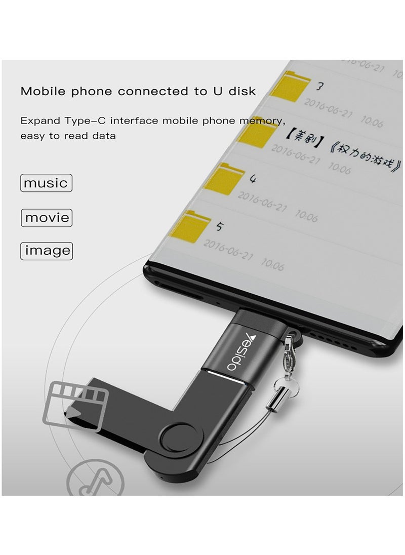 يسيدو - Yesido GS06 وتغ Typpe-C البسيطة وظيفة الهاتف المحمول نقل بيانات الطاقة تحويل Type-C إلى محول USB OTG - أسود - Image 1