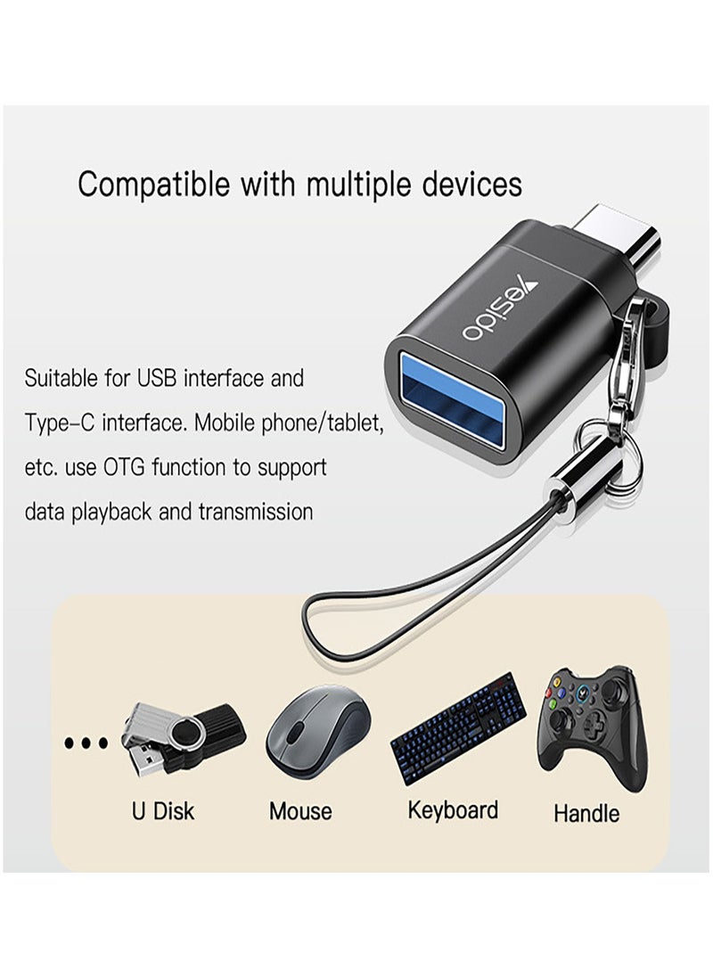 يسيدو - Yesido GS06 وتغ Typpe-C البسيطة وظيفة الهاتف المحمول نقل بيانات الطاقة تحويل Type-C إلى محول USB OTG - أسود - Image 1
