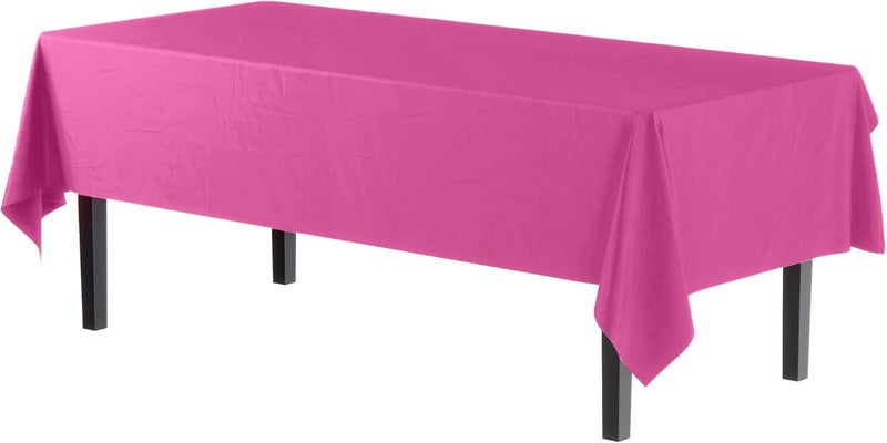 Exquisite 12-Pack Premium Plastic Tablecloth 54in. x 108in. Rectangle Table Cover - Cerise - Image 2
