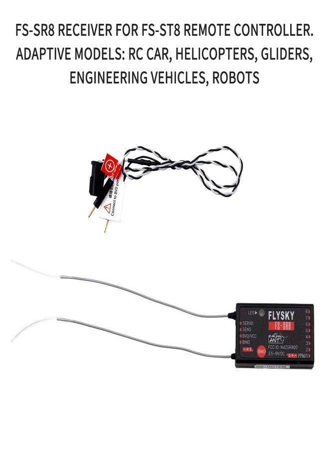 GoolRC Flysky FS-SR8 Receiver, 2.4GHz 8 Channel Remote Control Receiver Compatible with Flysky FS-ST8 RC Transmitter for RC Cars, Boats and Helicopters - Image 4