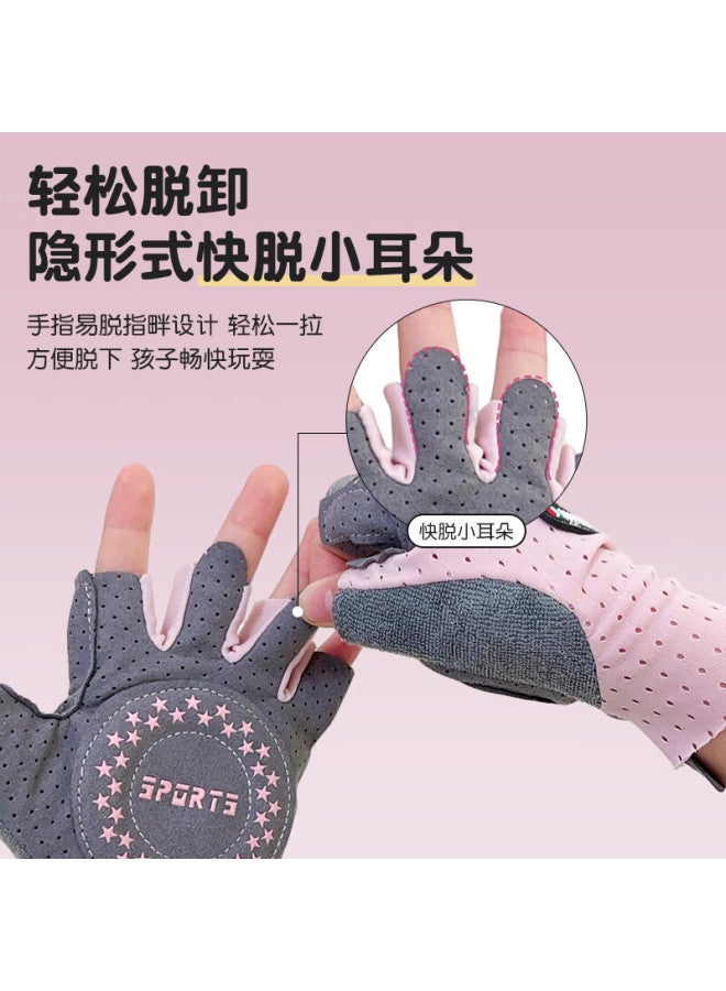 Ousen Kids Pull-up Gloves Boys Girls Thin Wear-resistant Anti-blister Rock Climbing Cycling Silicone Shock Absorption