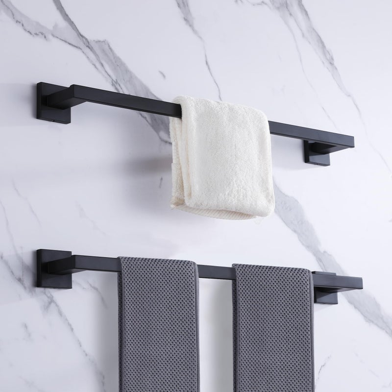 LANC Hand Towel Bar for Bathroom Wall Mounted Matte Black 12-Inche Hand Towel Ring Stainless Steel Towel Rods for Kitchen Bathroom Hand Towel Holder Towel Rack Towel Hanger  A9010MB-L3 - Image 4