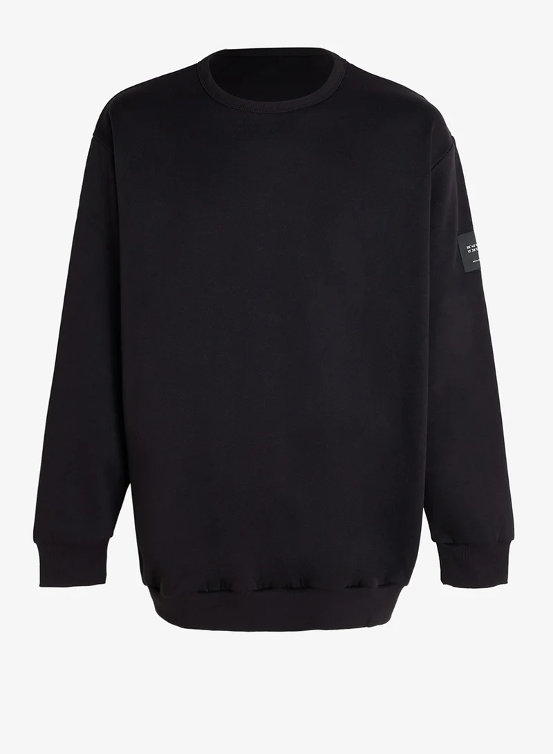 Solid Crew Neck Regular Fit Plus Size Sweatshirt
