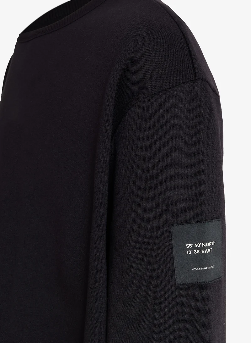 JACK & JONES  Solid Crew Neck Regular Fit Plus Size Sweatshirt for Men | Best Price UAE