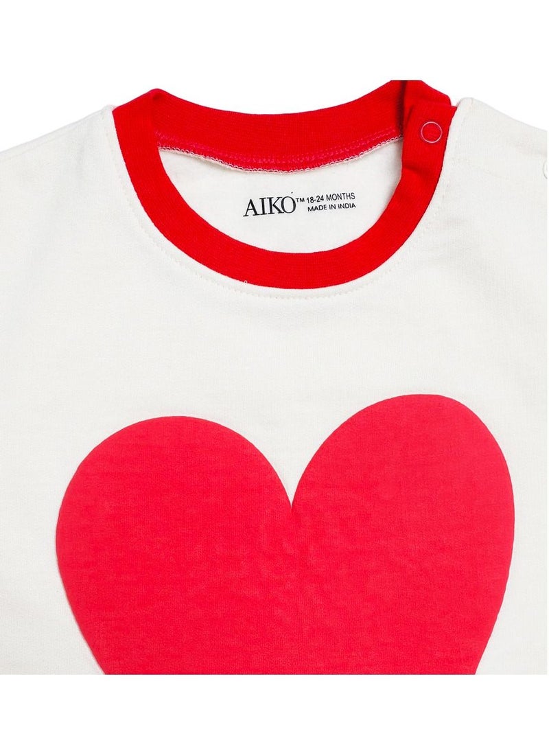 AIKO AIKO-Baby White and Red Heart Design Body Suit with Headband-18-24M  - Image 3