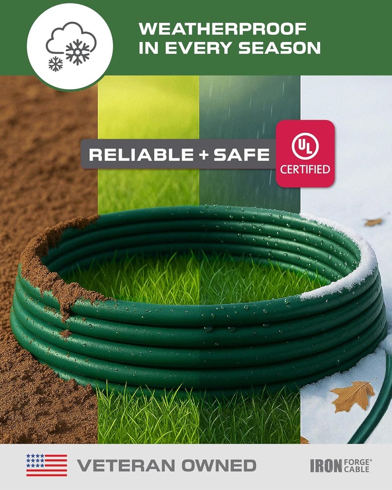 IRON FORGE CABLE 50ft Green Outdoor Extension Cord with 3 Outlets - 16/3 SJTW 50ft Extension Cord 3 Prong, 13 Amp All-Weather Heavy Duty Power Cable - Image 2