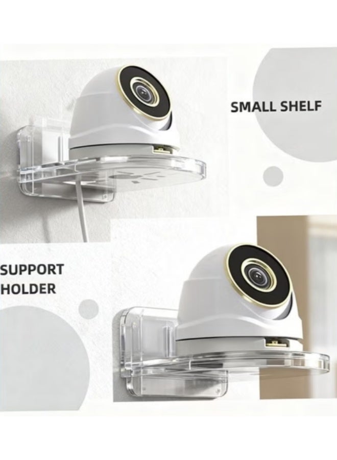 ZEVIC 2PCS Wall Mount Storage Rack, No Drilling Adhesive Bracket for Security Cameras & Speakers, Heavy Duty Stick-Up Holder, Easy Install Clear Shelf for Baby Monitors & Home Use - Image 4