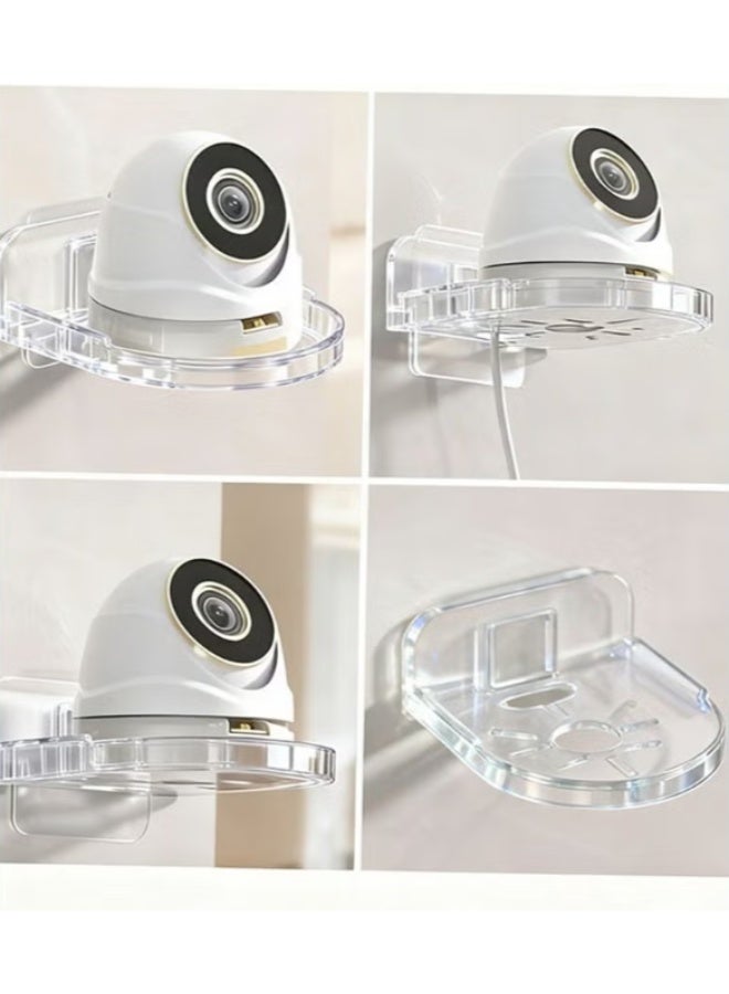 ZEVIC 2PCS Wall Mount Storage Rack, No Drilling Adhesive Bracket for Security Cameras & Speakers, Heavy Duty Stick-Up Holder, Easy Install Clear Shelf for Baby Monitors & Home Use - Image 3