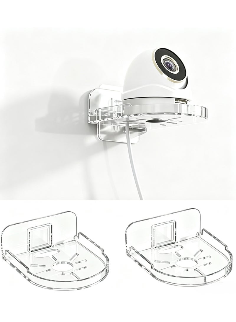 ZEVIC 2PCS Wall Mount Storage Rack, No Drilling Adhesive Bracket for Security Cameras & Speakers, Heavy Duty Stick-Up Holder, Easy Install Clear Shelf for Baby Monitors & Home Use - Image 1