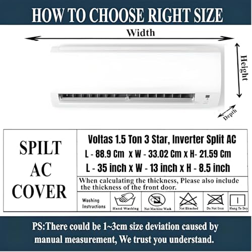 Da Anushi Indoor Split AC Cover Compatible with Voltas 1.5 Ton 3 Star, Inverter Split AC, Attractive Digital Prints/Dustproof/Water Resistant (Grey Flower) - Image 3
