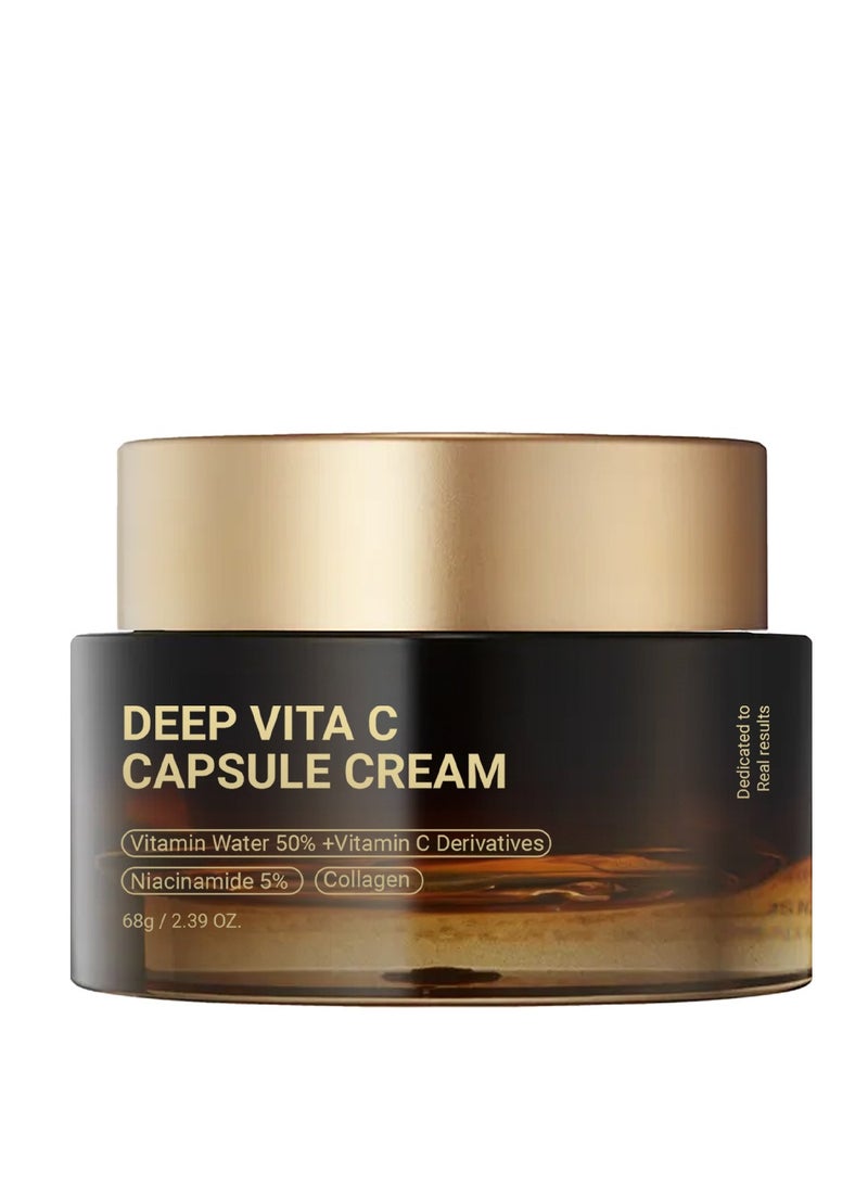 Deep Vita C Capsule Cream, Deep Vitamin C Golden Capsule Face Moisturizer, Deep Vitamin C Golden Capsule Cream, Collagen Jelly Cream - Transparent Gel for Glow Hydration - Korean Skin Care 2.39 oz - Image 1