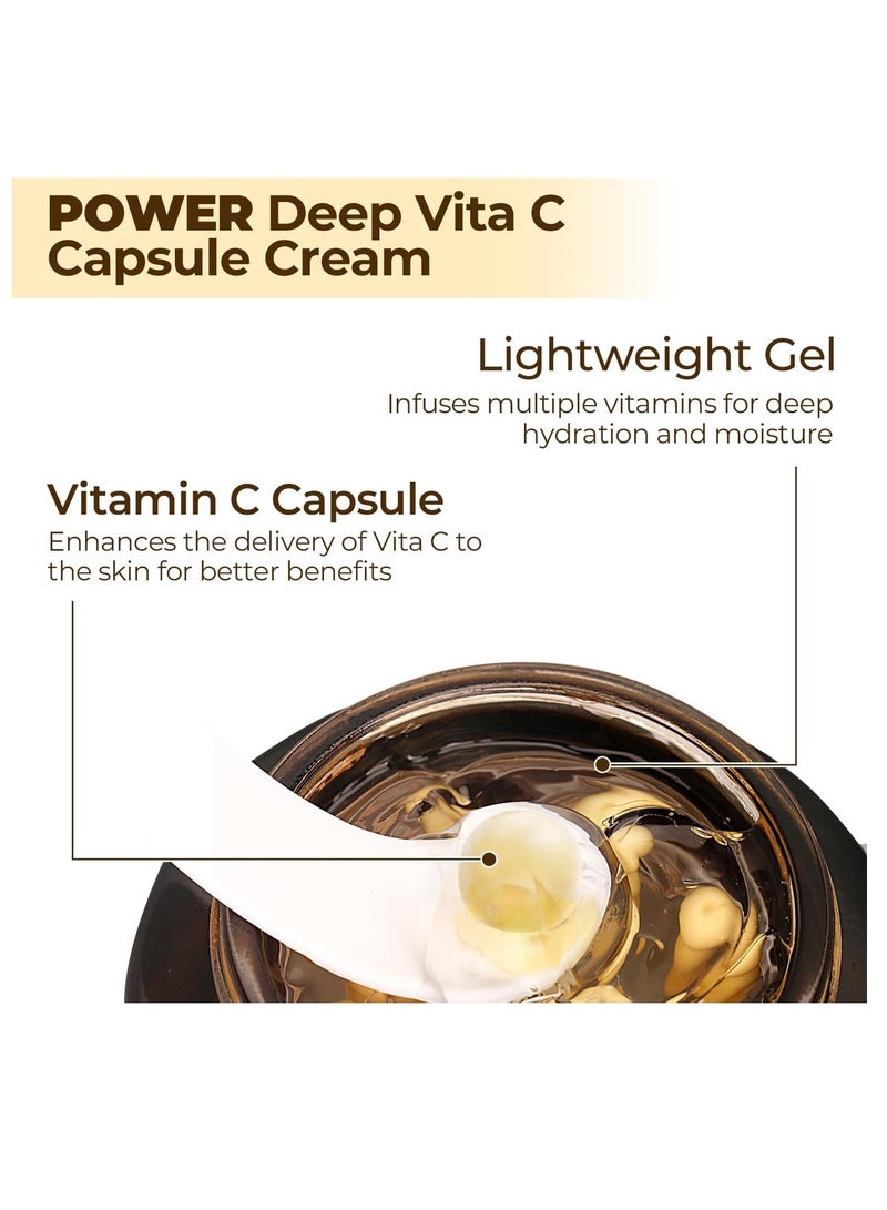 Deep Vita C Capsule Cream, Deep Vitamin C Golden Capsule Face Moisturizer, Deep Vitamin C Golden Capsule Cream, Collagen Jelly Cream - Transparent Gel for Glow Hydration - Korean Skin Care 2.39 oz - Image 2