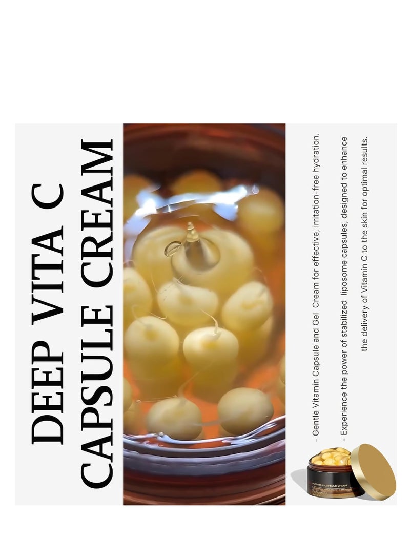 Deep Vita C Capsule Cream, Deep Vitamin C Golden Capsule Face Moisturizer, Deep Vitamin C Golden Capsule Cream, Collagen Jelly Cream - Transparent Gel for Glow Hydration - Korean Skin Care 2.39 oz - Image 5