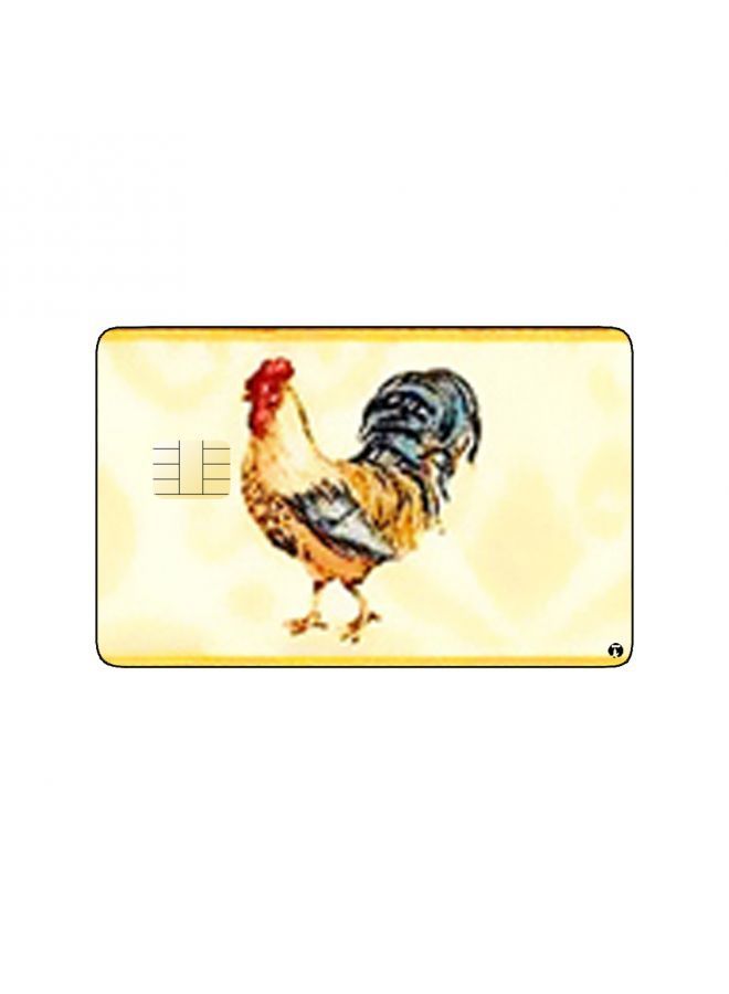 RKN PRINTED BANK CARD STICKER Colorful Roosters Drawing - Image 2