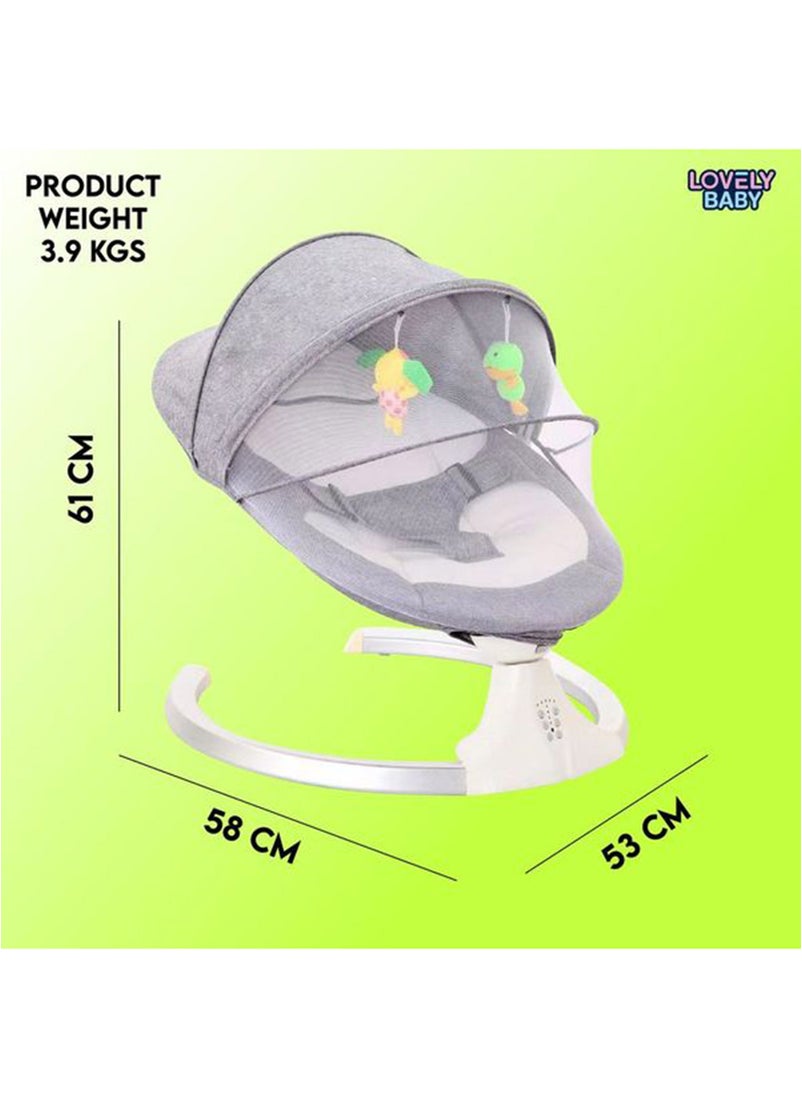 Lovely Baby Kids Rocker LB 88605 مع وظيفة التأرجح - ألعاب معلقة - موسيقى - مظلة - وجهاز تحكم عن بعد - مقعد أرجوحة آمن لحديثي الولادة - كرسي هزاز للرضع الصغار من عمر 6 إلى 18 شهرًا - رمادي - pzsku/ZDF69B5467D66F1EA6755Z/45/_/1715589065/5477f135-d295-4276-9847-4f7f30f0e8a5