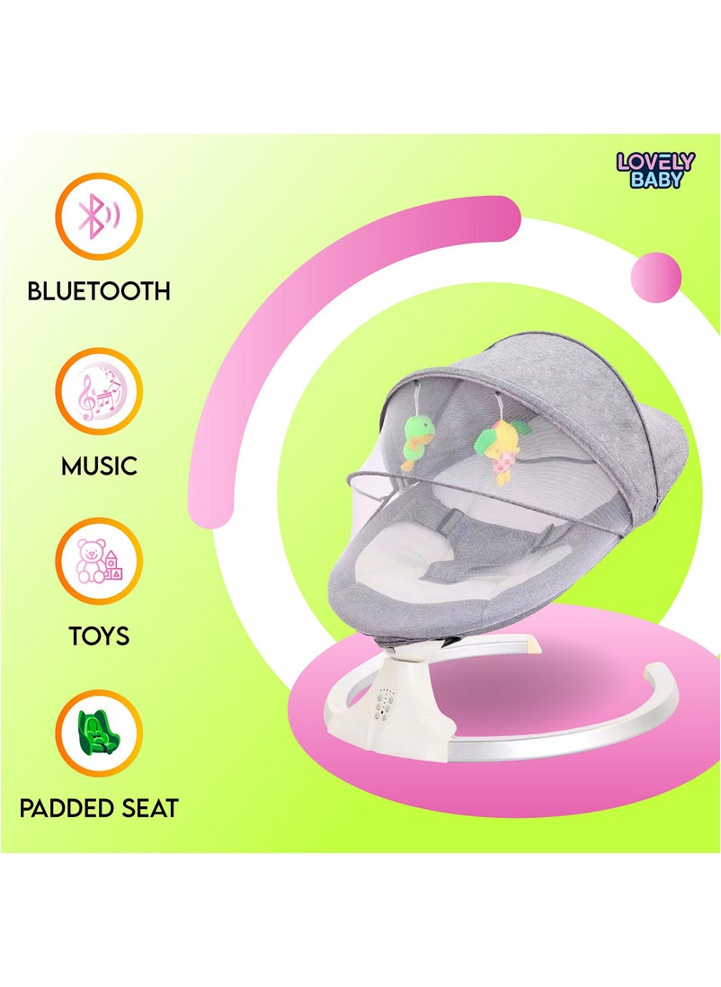 Lovely Baby Kids Rocker LB 88605 مع وظيفة التأرجح - ألعاب معلقة - موسيقى - مظلة - وجهاز تحكم عن بعد - مقعد أرجوحة آمن لحديثي الولادة - كرسي هزاز للرضع الصغار من عمر 6 إلى 18 شهرًا - رمادي - pzsku/ZDF69B5467D66F1EA6755Z/45/_/1715589067/67d23c04-a0b7-4bf5-b658-da7e8b5d4d0d