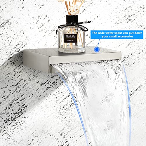 SKOWLL Wall Mount Bathroom Faucet, Brushed Nickel Widespread Waterfall Vanity Faucet for Bathroom Sink, 2 Handle Wall Mount Bathtub Faucets Rough-in Valve - Image 4