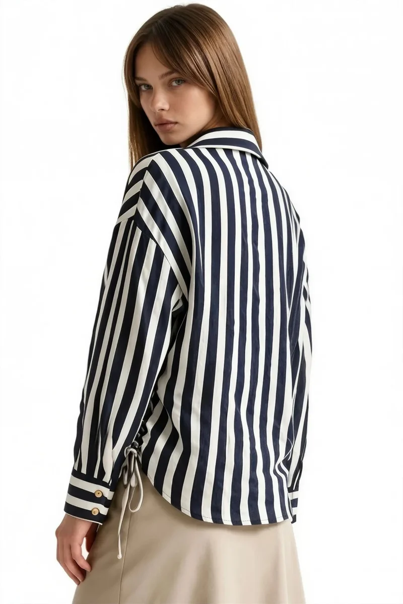 بوسيم BUSEM Striped Woven Button-front Shirt