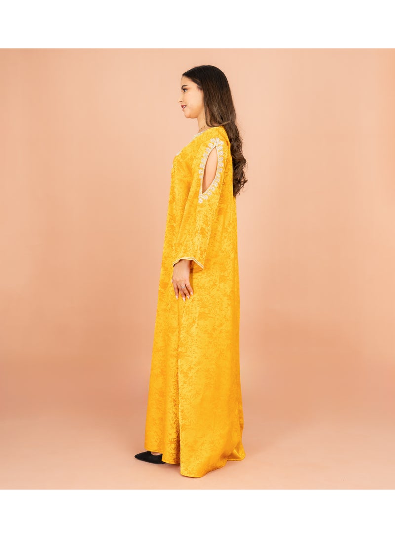 IKKXA Classic Printed Jalabiya Cold Shoulder Crystal Designs - Image 3